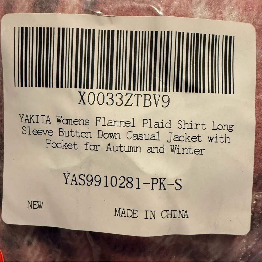 Yakita Womens Plaid Flannel Shirt Jacket Pink Button Down NWT Small - Picture 6 of 11